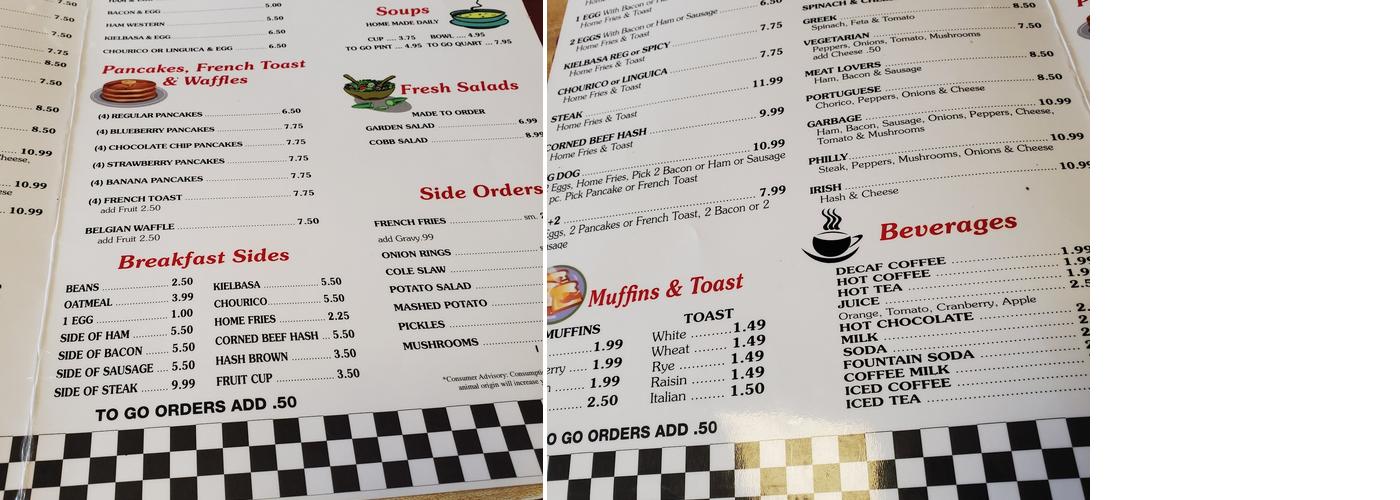 Sparky's Restaurant Menu