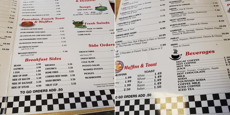 Sparky's Restaurant Menu