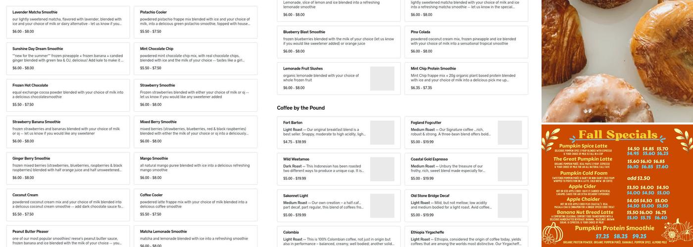 Coastal Roasters Menu
