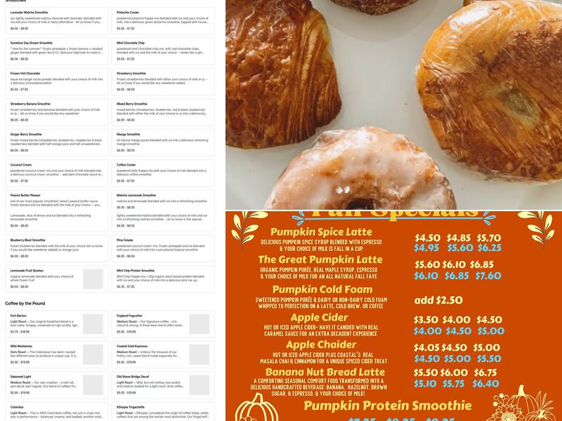 Coastal Roasters Menu