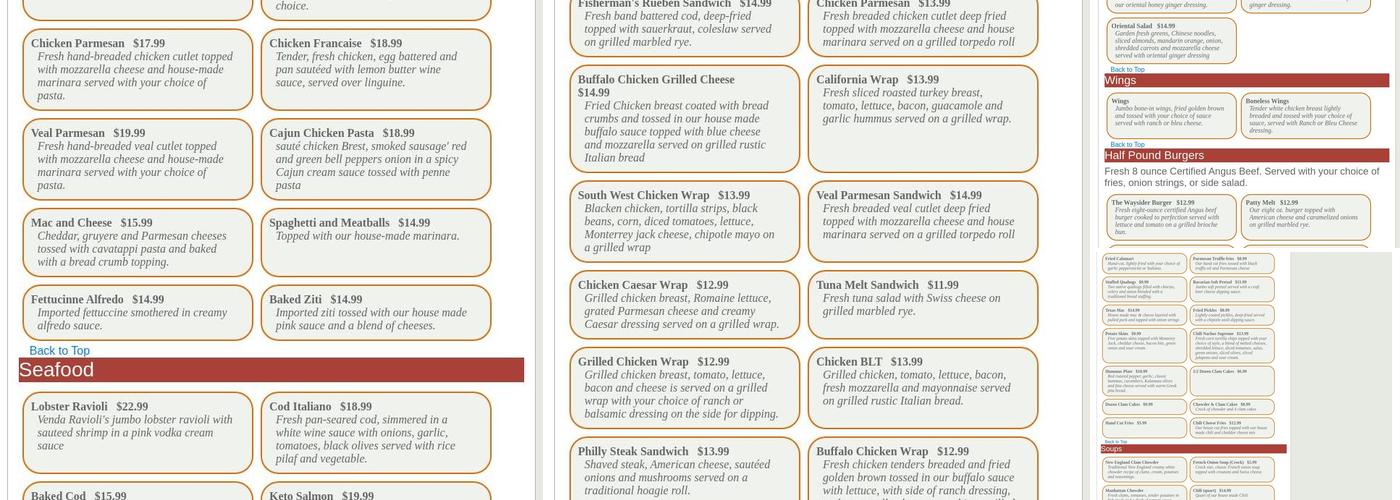 The Waysider Grille Menu