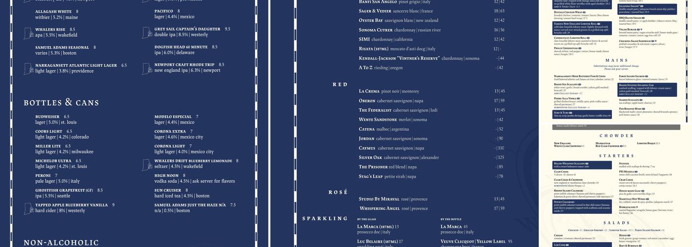 BLU On The Water Menu