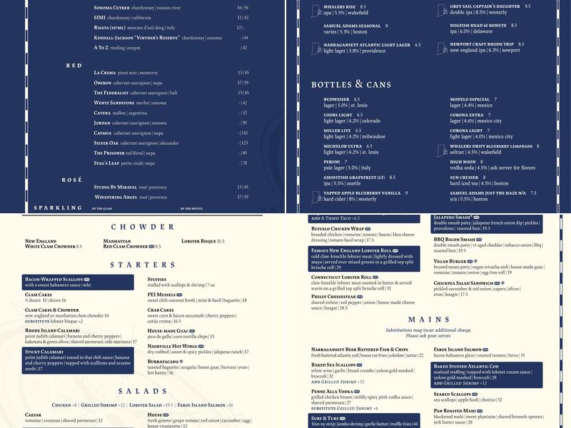 BLU On The Water Menu