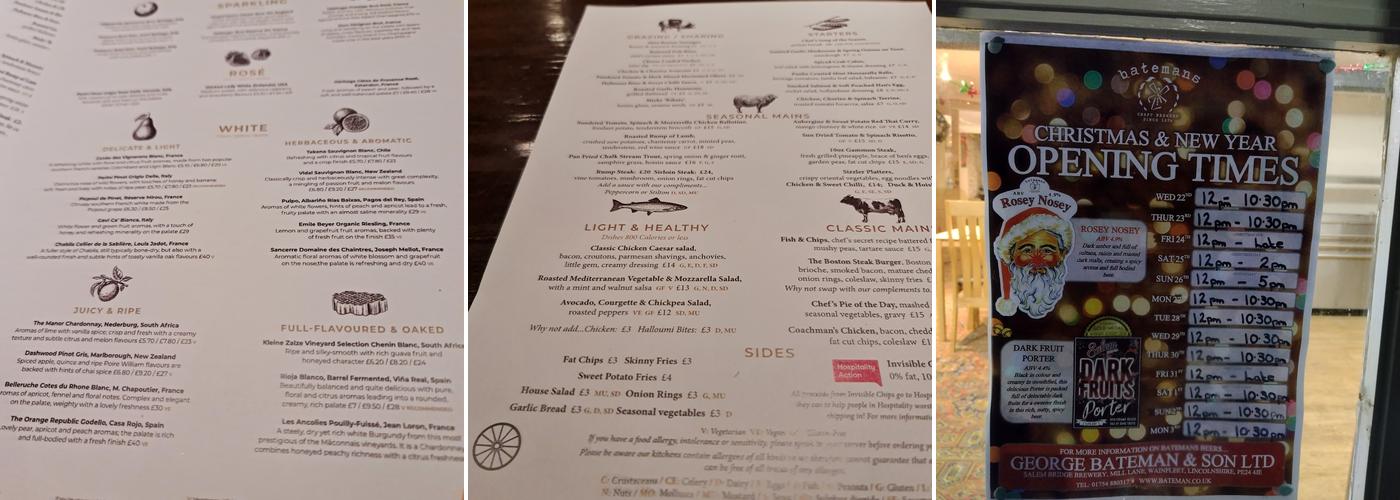 The White Hart Menu