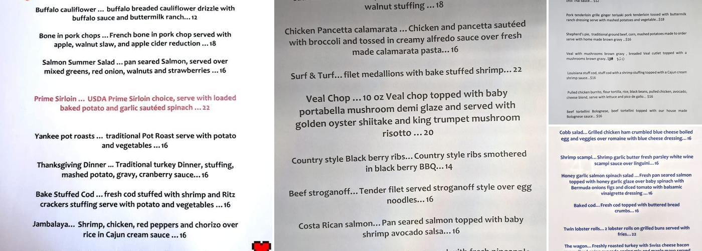 Bishop Hill Tavern Menu