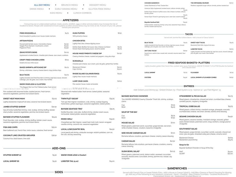 Black Marlin Bayside Grill Menu