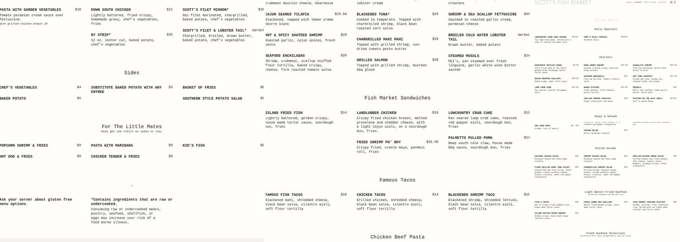 Scott's Fish Market Restaurant & Bar Menu