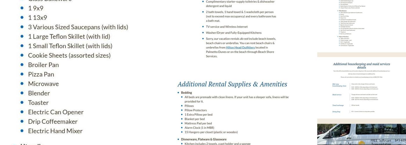 The Dunes House Menu