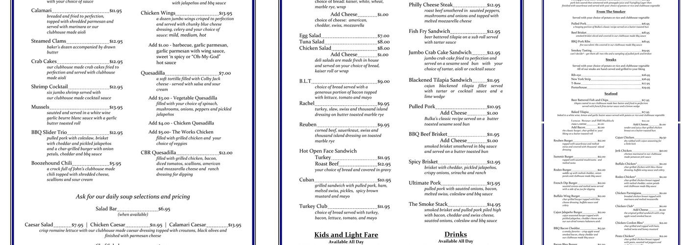 Cobleskill Golf & Country Club Menu