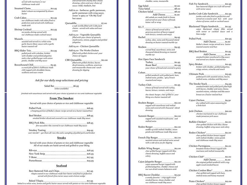 Cobleskill Golf & Country Club Menu