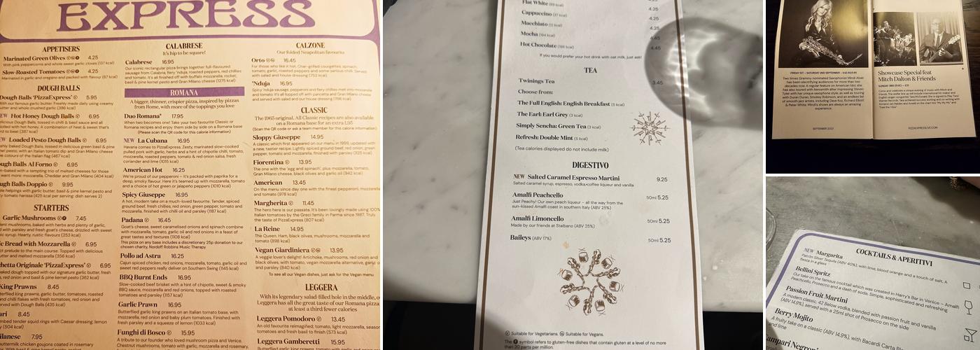 Pizza Express Menu