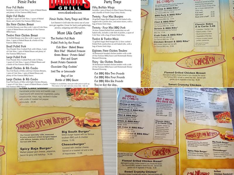 Damon's Menu