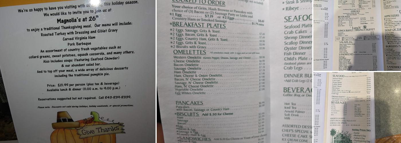 Magnolias At 26th Menu