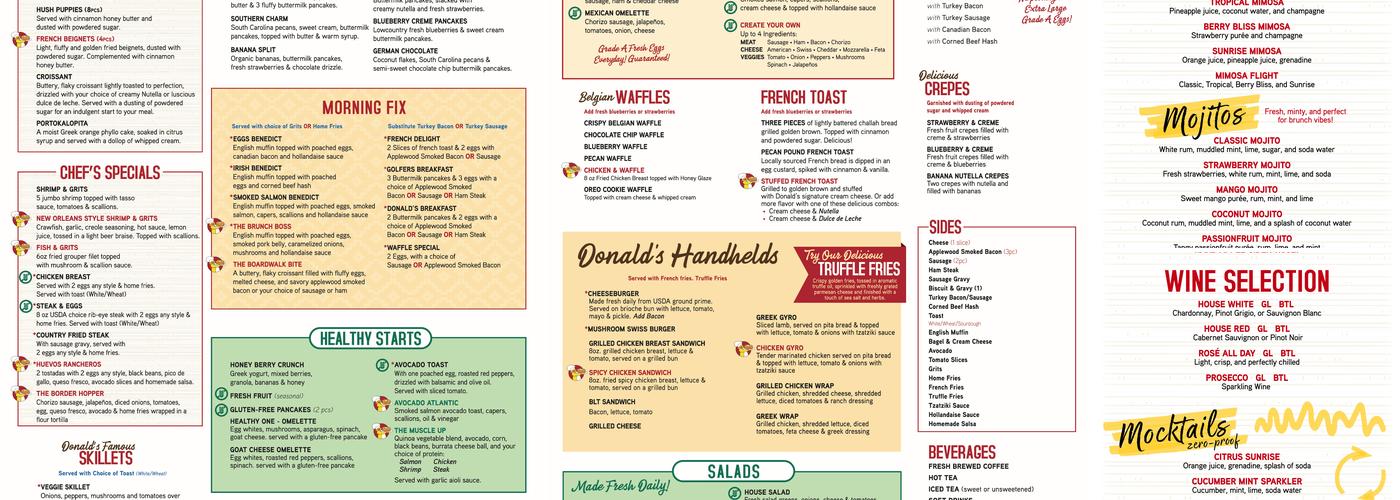 Donald's Pancake House Menu