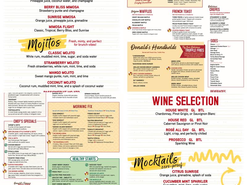 Donald's Pancake House Menu