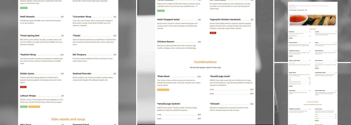 Maki Sushi Bar & Bistro Menu