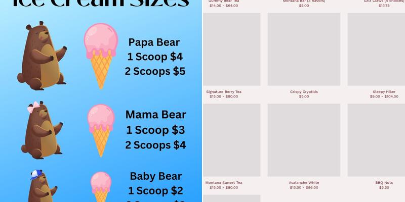 THE SWEETS BARN Menu