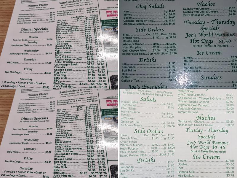 Joe's Ice Cream Parlor Menu