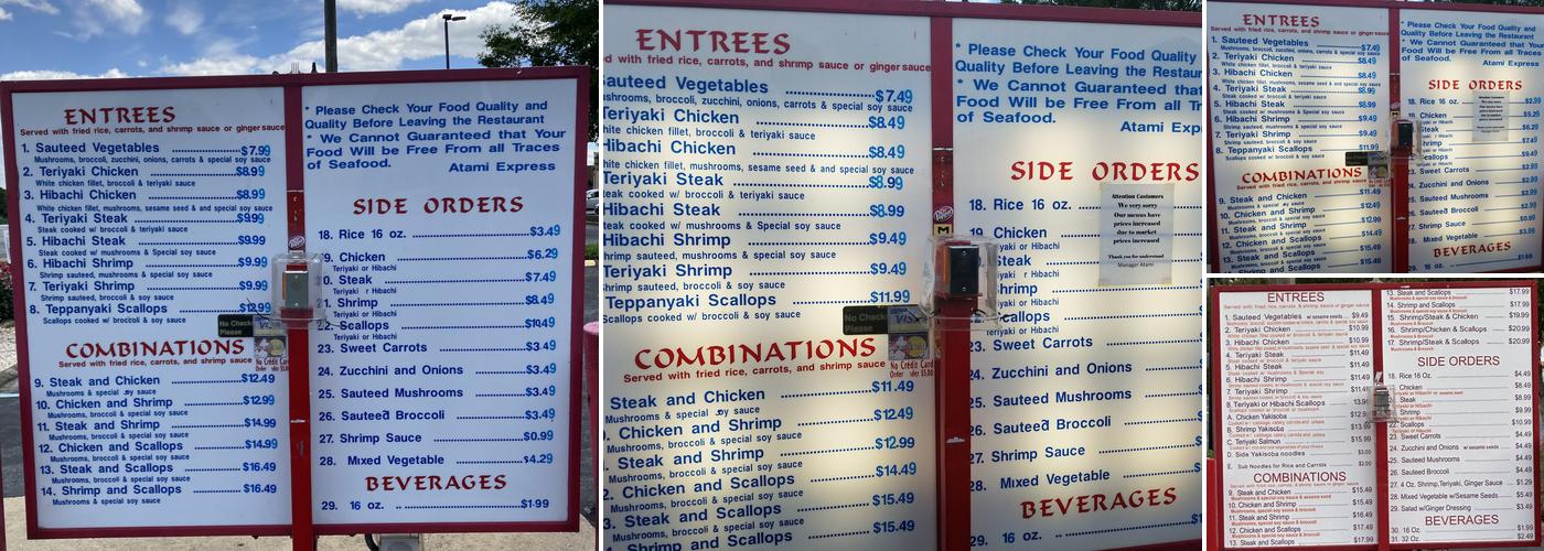 Atami Express Menu