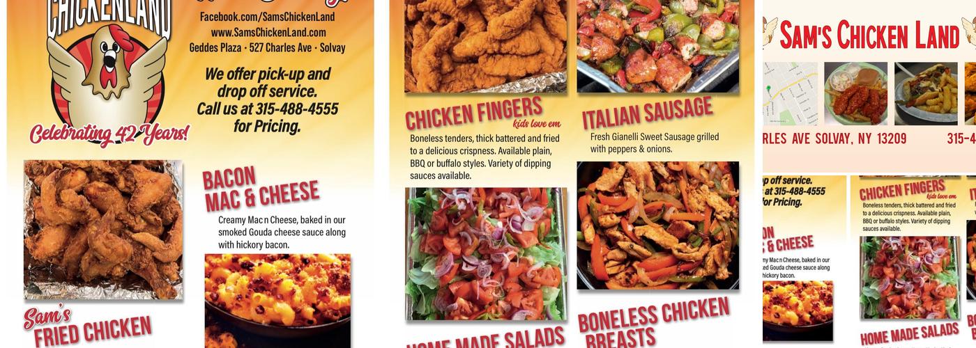 Sam's Chicken Land Menu