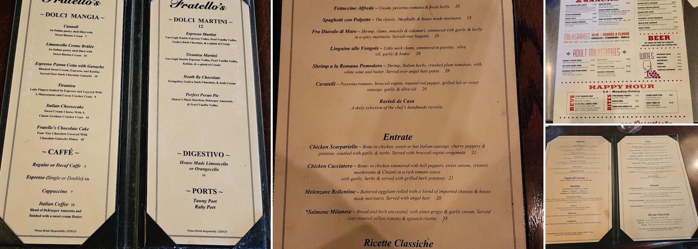 Fratello's Italian Tavern Menu