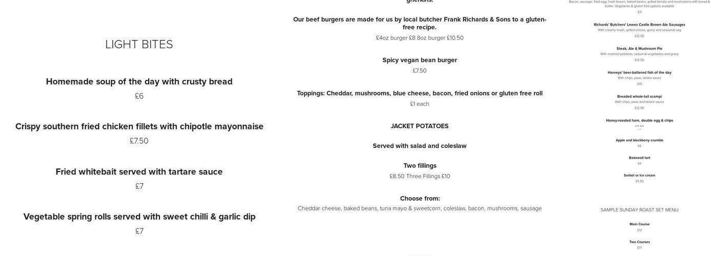 The Brewers Arms Menu