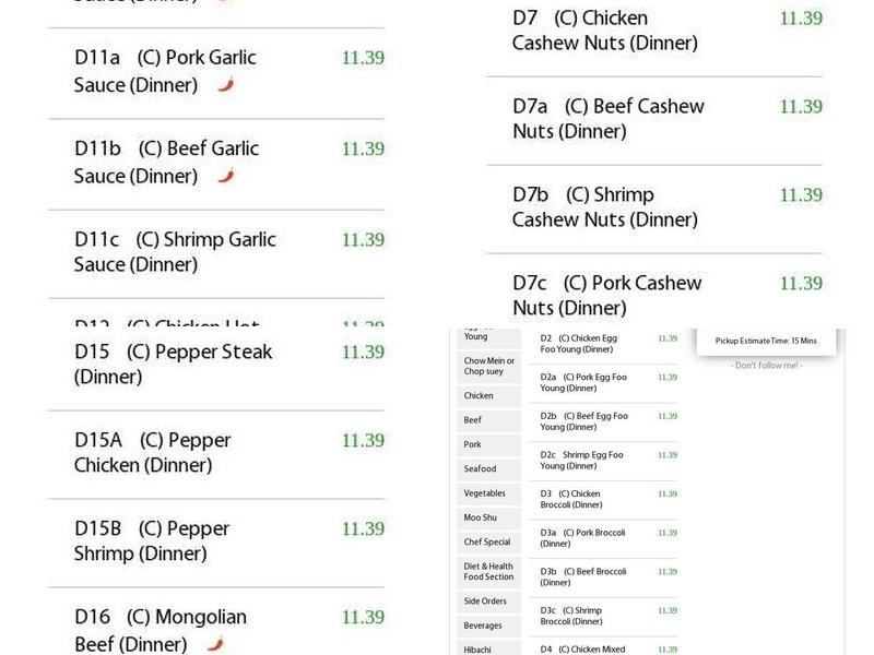 Asian Grill Hanahan Menu