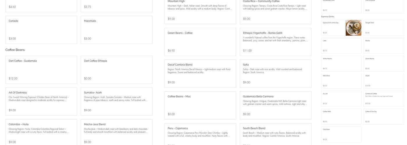 Cambria Coffee Company Menu