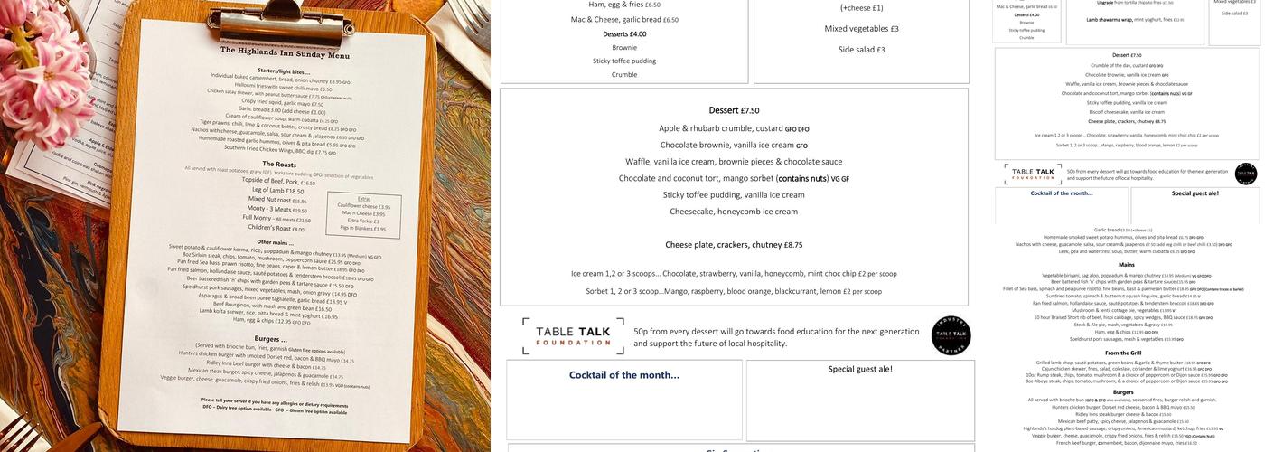 The Highlands Inn Menu