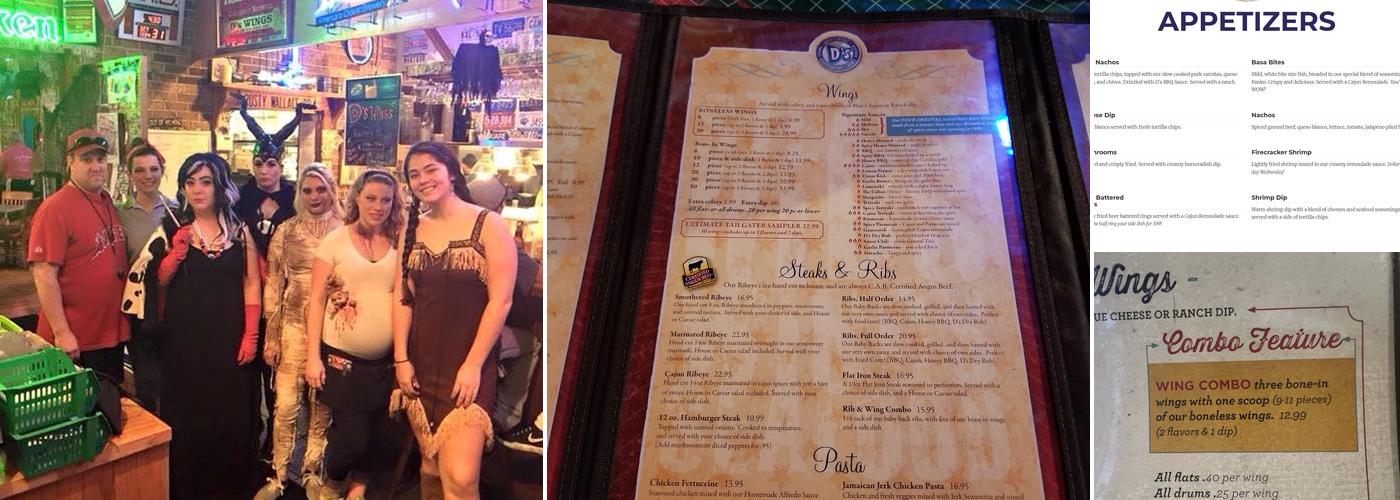 D's Wings Menu