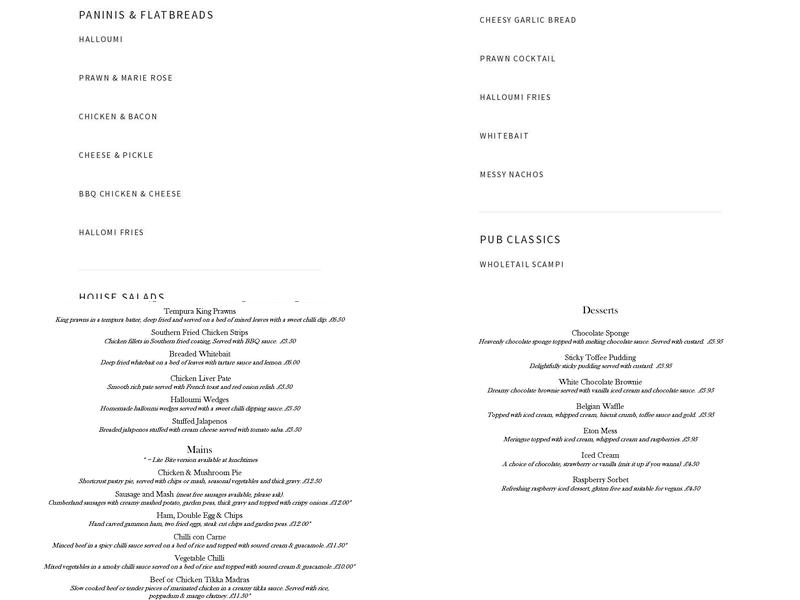 The Ringles Cross Menu