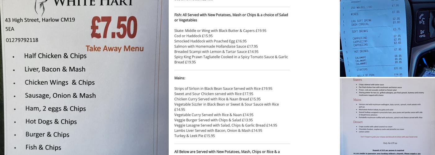 The White Hart Menu