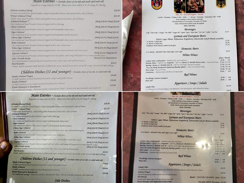 Julia's German Stammtisch Menu