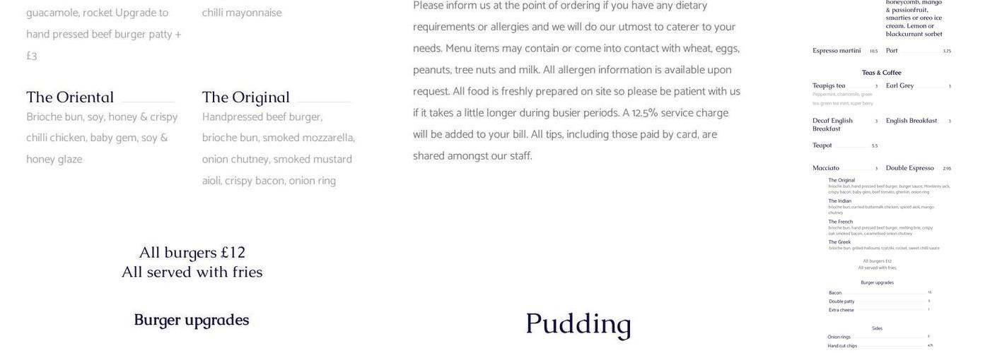 The Brewery Tap Menu