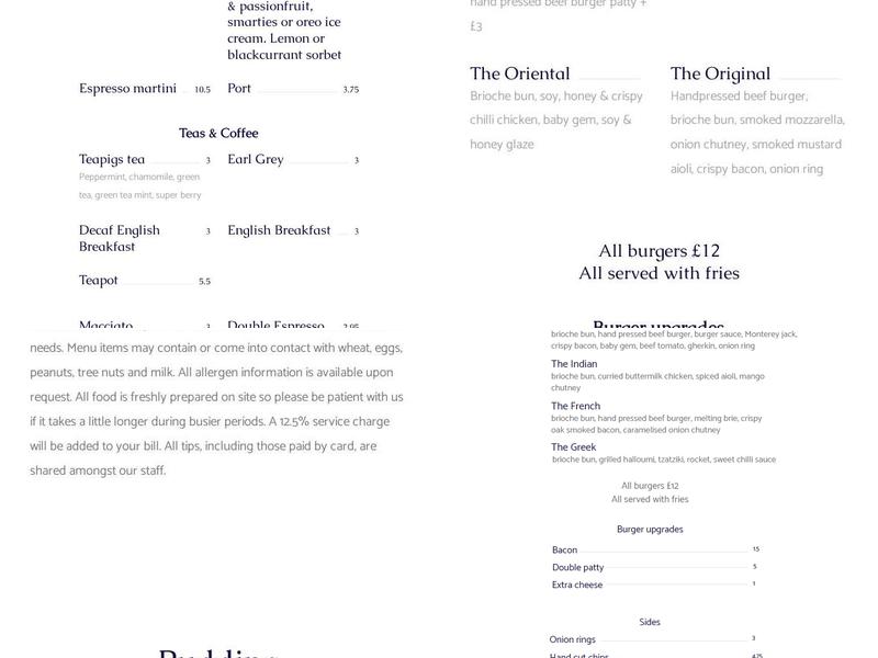 The Brewery Tap Menu