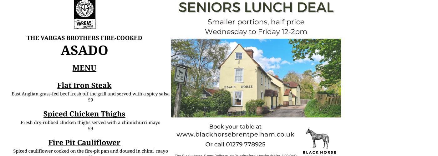 The Black Horse Menu