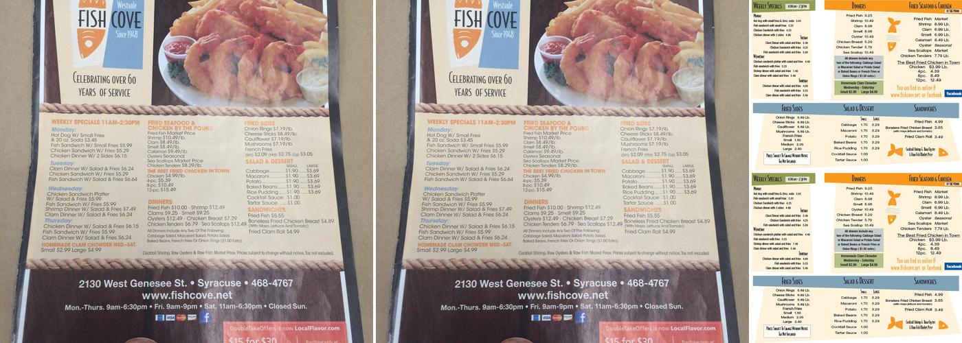 Fish Cove Menu
