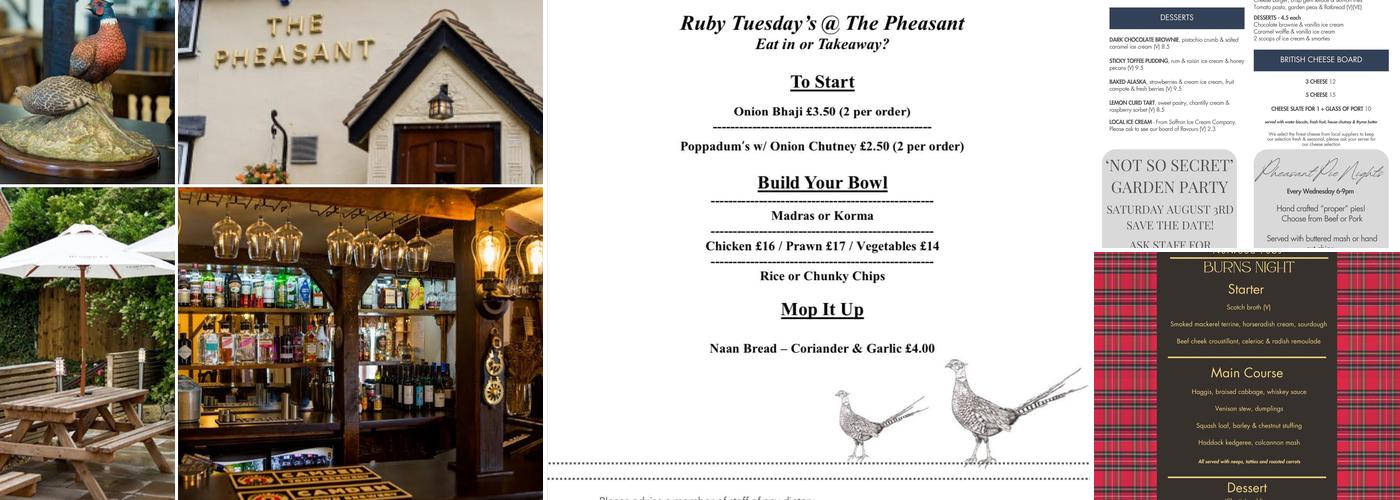 The Pheasant Menu