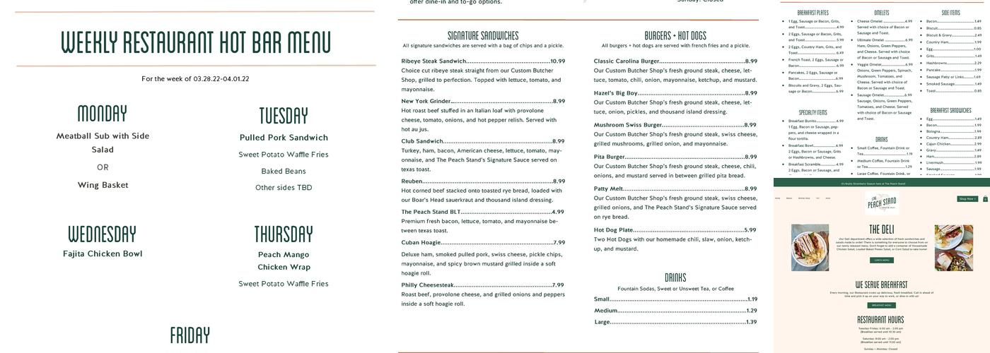 The Peach Stand Menu