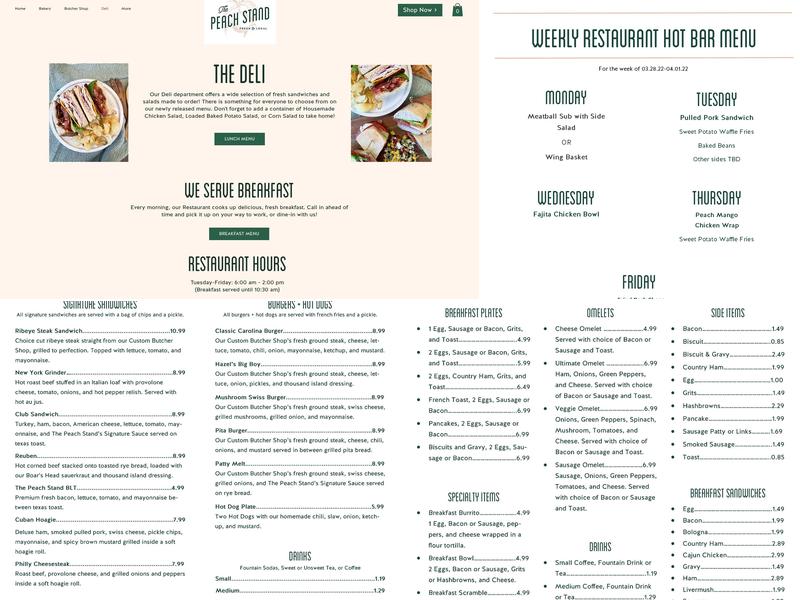 The Peach Stand Menu