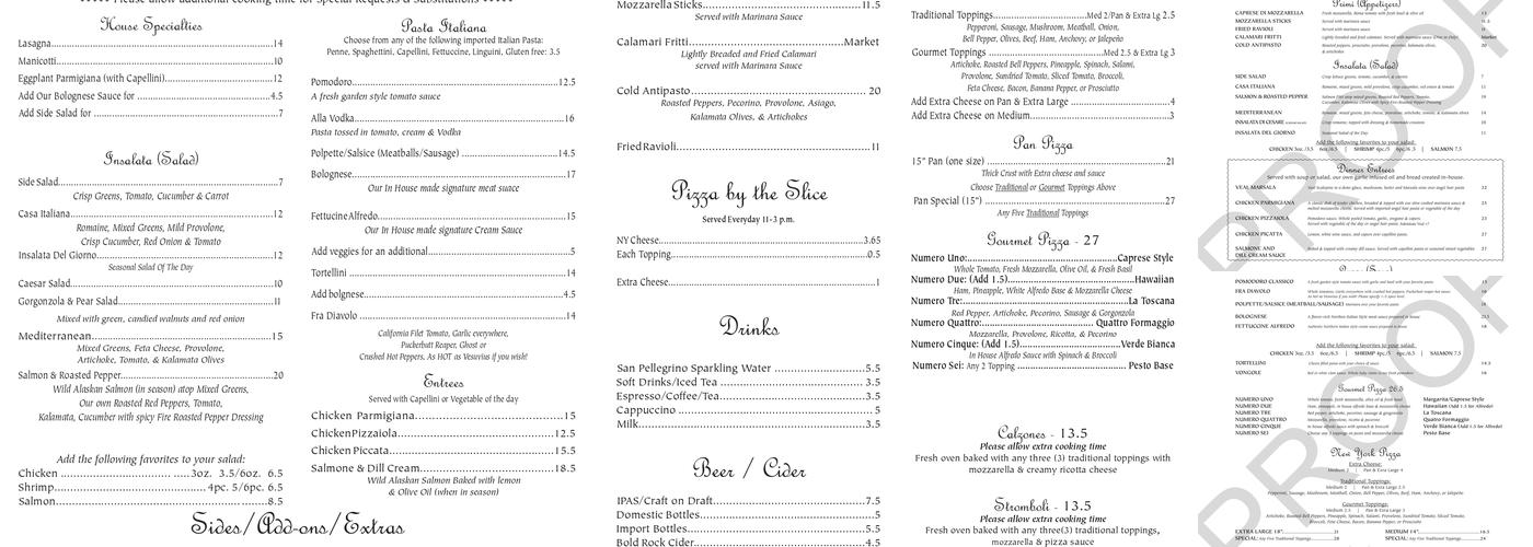 Fratelli Menu