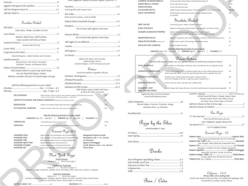 Fratelli Menu