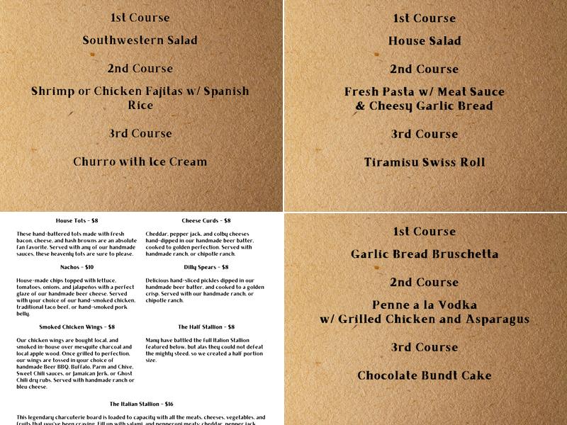 Watertown Brewing Company Menu