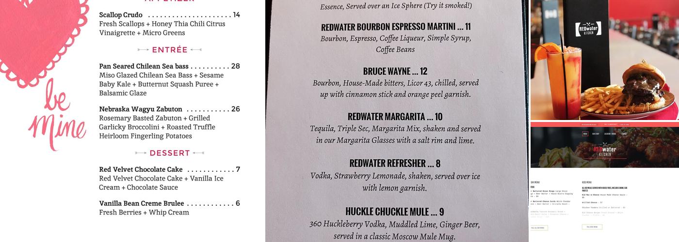 REDwater Kitchen Menu