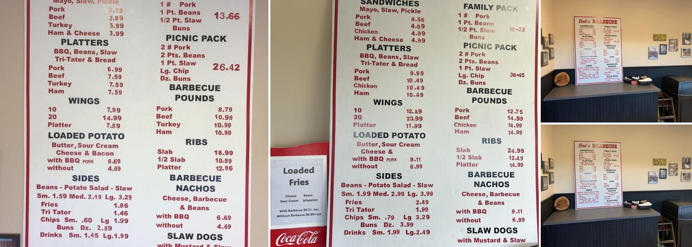 Bob's Barbecue Menu