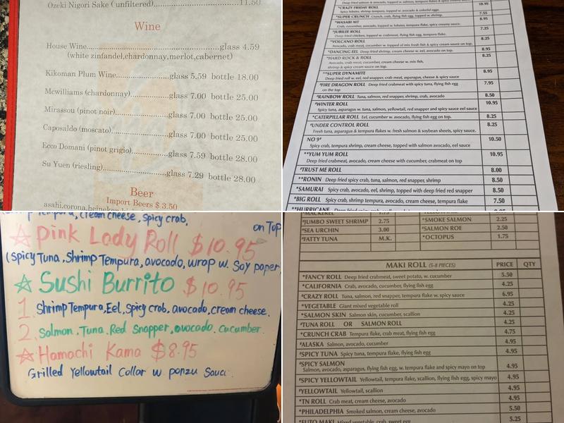 Ninja Sushi Menu