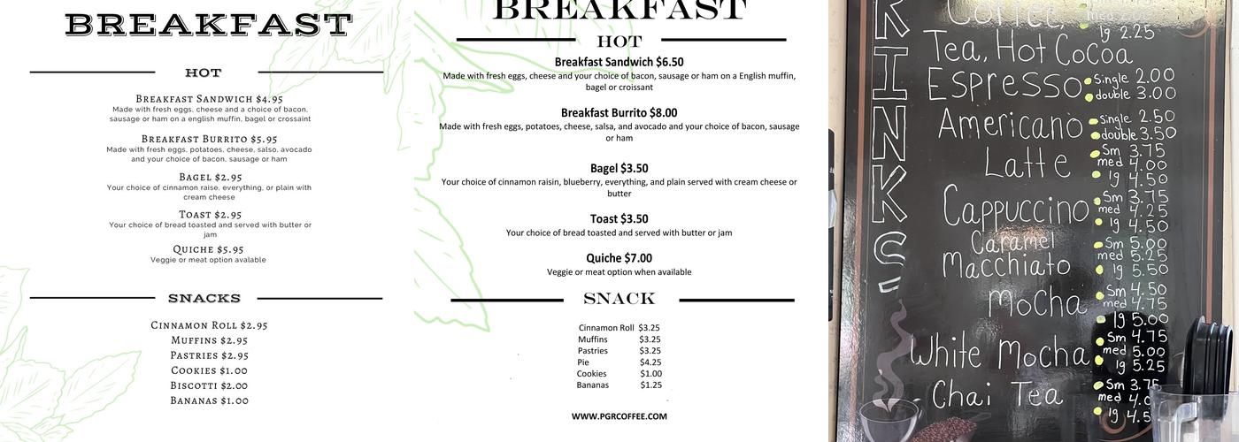 Pine Grove Roadhouse Coffee Menu