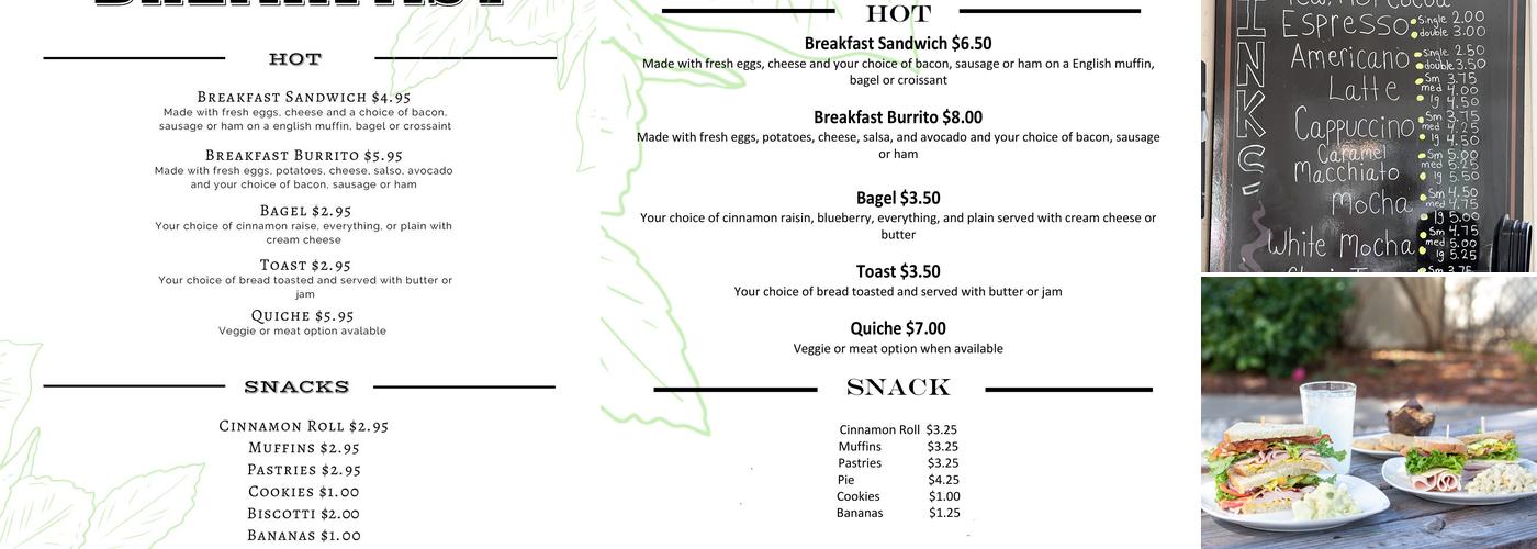 Roadside Coffeehouse Menu