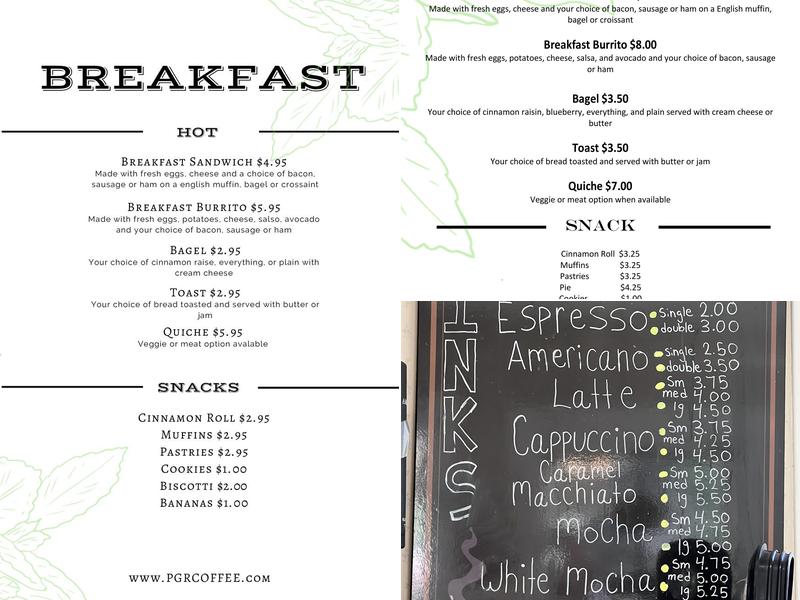 Pine Grove Roadhouse Coffee Menu