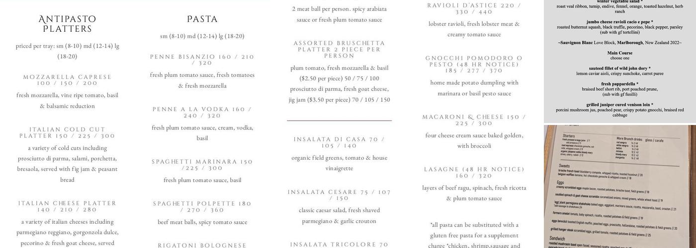 Pappardella Menu